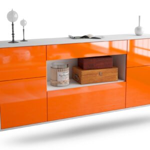 Sideboard Visalia | hängend | Korpus Weiß | Front in Hochglanz Orange | 180x79x35cm (BxHxT)