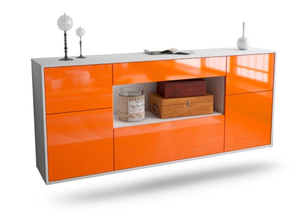 Sideboard Visalia | hängend | Korpus Weiß | Front in Hochglanz Orange | 180x79x35cm (BxHxT)