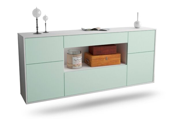 Sideboard Visalia | hängend | Korpus Weiß | Front in Mint | 180x79x35cm (BxHxT)
