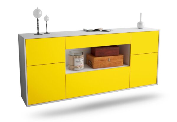 Sideboard Visalia | hängend | Korpus Weiß | Front in Gelb | 180x79x35cm (BxHxT)