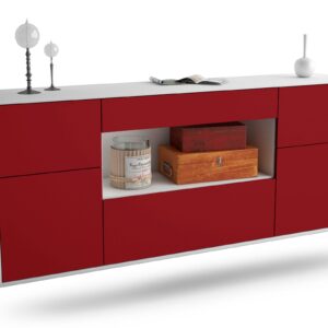 Sideboard Visalia | hängend | Korpus Weiß | Front in Bordeaux | 180x79x35cm (BxHxT)