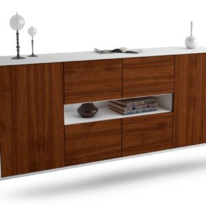 Sideboard Stamford | hängend | Korpus Weiß | Front in Walnuss Holz Optik | 180x79x35cm (BxHxT)