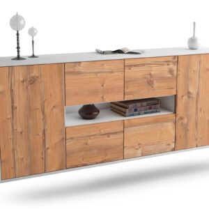 Sideboard Stamford | hängend | Korpus Weiß | Front in Pinie Holz Optik | 180x79x35cm (BxHxT)