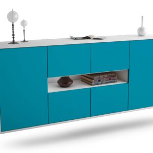 Sideboard Stamford | hängend | Korpus Weiß | Front in Türkis | 180x79x35cm (BxHxT)