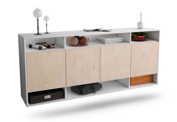 Sideboard Provo | hängend | Korpus Weiß | Front in Zeder Holz Optik | 180x79x35cm (BxHxT)