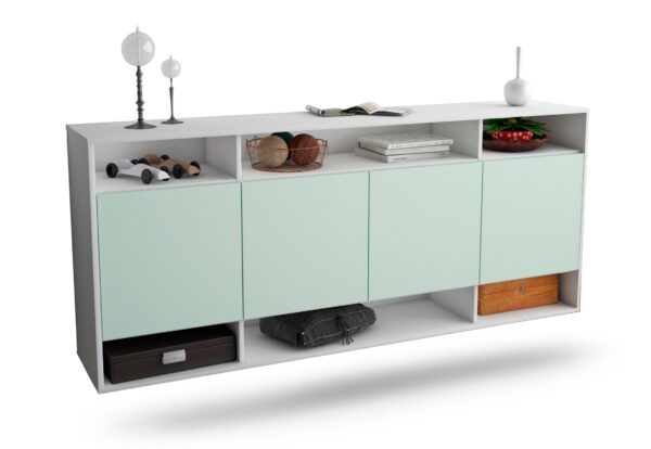 Sideboard Provo | hängend | Korpus Weiß | Front in Mint | 180x79x35cm (BxHxT)