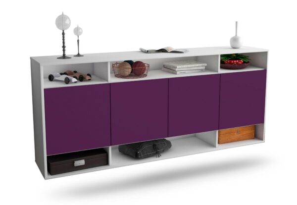 Sideboard Provo | hängend | Korpus Weiß | Front in Lila | 180x79x35cm (BxHxT)