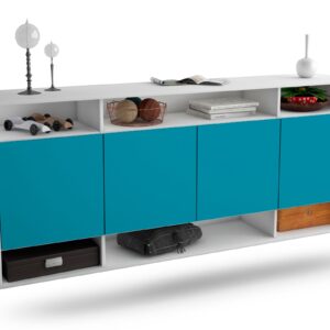 Sideboard Provo | hängend | Korpus Weiß | Front in Türkis | 180x79x35cm (BxHxT)