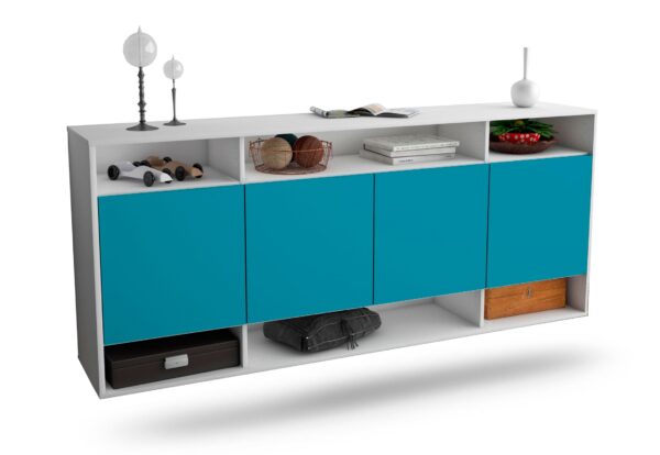 Sideboard Provo | hängend | Korpus Weiß | Front in Türkis | 180x79x35cm (BxHxT)