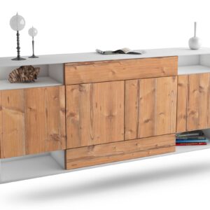 Sideboard Evansville | hängend | Korpus Weiß | Front in Pinie Holz Optik | 180x79x35cm (BxHxT)