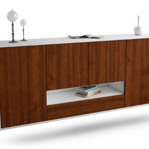 Sideboard Abilene | hängend | Korpus Weiß | Front in Walnuss Holz Optik | 180x79x35cm (BxHxT)