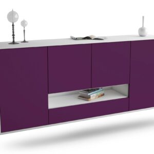 Sideboard Abilene | hängend | Korpus Weiß | Front in Lila | 180x79x35cm (BxHxT)
