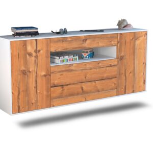 Sideboard Vallejo | hängend | Korpus Weiß | Front in Pinie Holz Optik | 180x79x35cm (BxHxT)