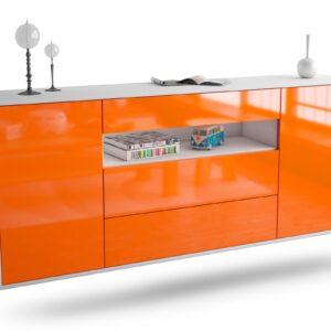 Sideboard Vallejo | hängend | Korpus Weiß | Front in Hochglanz Orange | 180x79x35cm (BxHxT)
