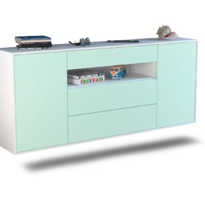 Sideboard Vallejo | hängend | Korpus Weiß | Front in Mint | 180x79x35cm (BxHxT)