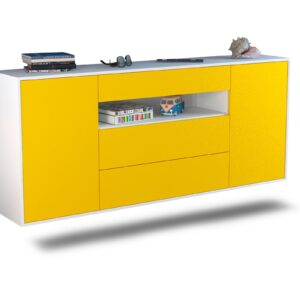 Sideboard Vallejo | hängend | Korpus Weiß | Front in Gelb | 180x79x35cm (BxHxT)