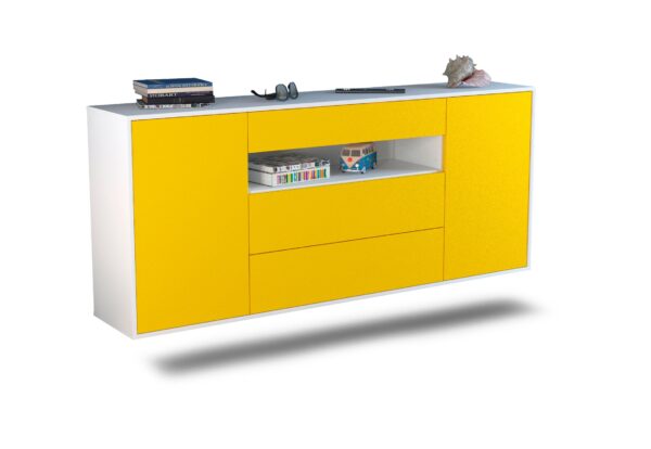 Sideboard Vallejo | hängend | Korpus Weiß | Front in Gelb | 180x79x35cm (BxHxT)
