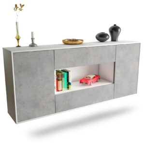 Sideboard Denton | hängend | Korpus Weiß | Front in Beton Optik | 180x79x35cm (BxHxT)