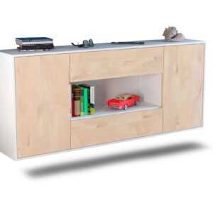 Sideboard Denton | hängend | Korpus Weiß | Front in Zeder Holz Optik | 180x79x35cm (BxHxT)