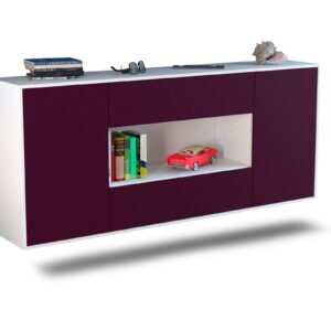 Sideboard Denton | hängend | Korpus Weiß | Front in Lila | 180x79x35cm (BxHxT)