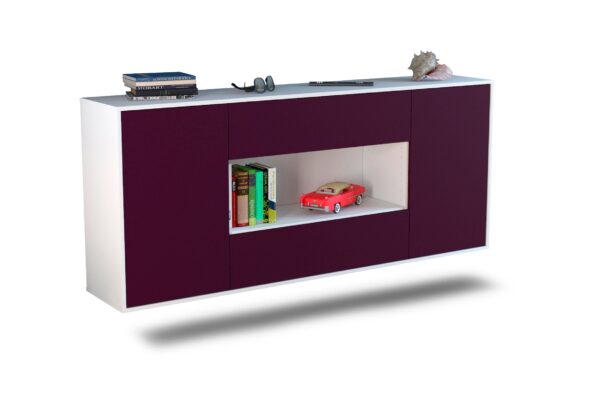 Sideboard Denton | hängend | Korpus Weiß | Front in Lila | 180x79x35cm (BxHxT)
