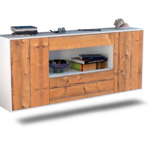 Sideboard Ann Arbor | hängend | Korpus Weiß | Front in Pinie Holz Optik | 180x79x35cm (BxHxT)