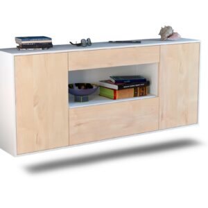 Sideboard Ann Arbor | hängend | Korpus Weiß | Front in Zeder Holz Optik | 180x79x35cm (BxHxT)
