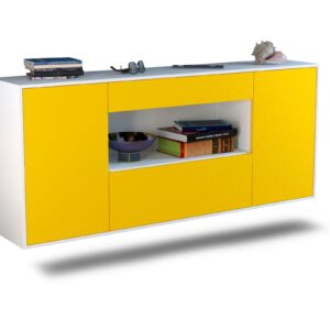 Sideboard Ann Arbor | hängend | Korpus Weiß | Front in Gelb | 180x79x35cm (BxHxT)