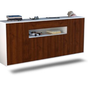 Sideboard Lansing | hängend | Korpus Weiß | Front in Walnuss Holz Optik | 180x79x35cm (BxHxT)