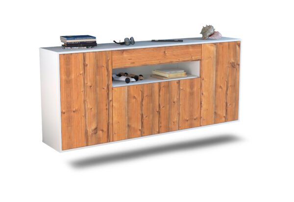 Sideboard Lansing | hängend | Korpus Weiß | Front in Pinie Holz Optik | 180x79x35cm (BxHxT)
