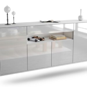 Sideboard Lansing | hängend | Korpus Weiß | Front in Hochglanz Weiß | 180x79x35cm (BxHxT)
