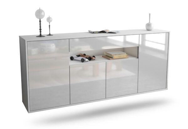Sideboard Lansing | hängend | Korpus Weiß | Front in Hochglanz Weiß | 180x79x35cm (BxHxT)