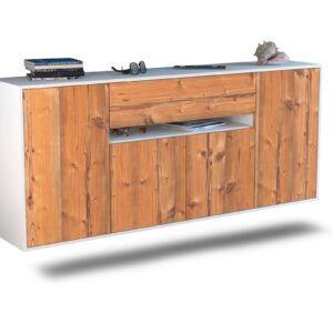Sideboard Flint | hängend | Korpus Weiß | Front in Pinie Holz Optik | 180x79x35cm (BxHxT)