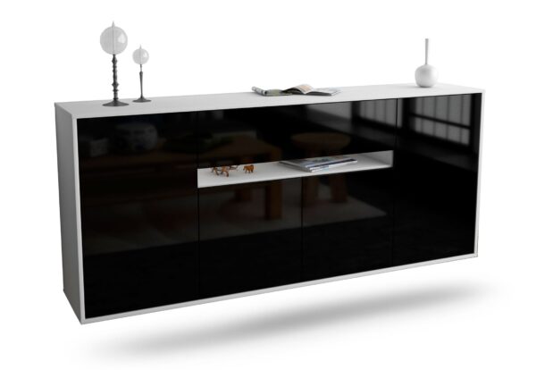 Sideboard Flint, Schwarz, hängend (180x79x35cm)