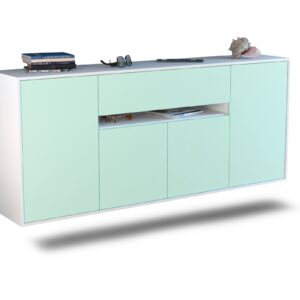 Sideboard Flint | hängend | Korpus Weiß | Front in Mint | 180x79x35cm (BxHxT)