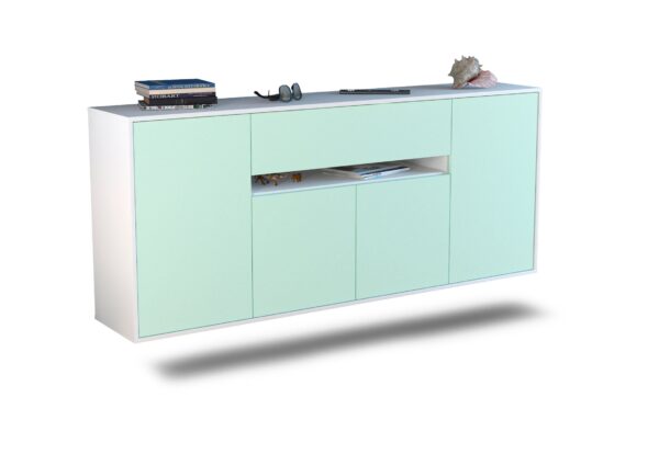 Sideboard Flint | hängend | Korpus Weiß | Front in Mint | 180x79x35cm (BxHxT)