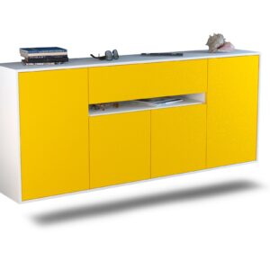 Sideboard Flint | hängend | Korpus Weiß | Front in Gelb | 180x79x35cm (BxHxT)