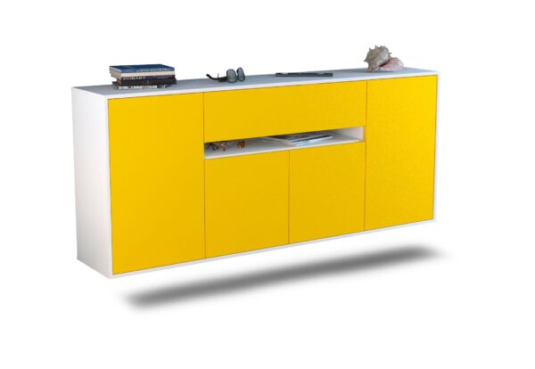 Sideboard Flint | hängend | Korpus Weiß | Front in Gelb | 180x79x35cm (BxHxT)