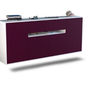 Sideboard Flint | hängend | Korpus Weiß | Front in Lila | 180x79x35cm (BxHxT)
