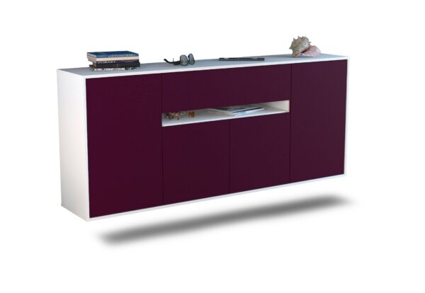 Sideboard Flint | hängend | Korpus Weiß | Front in Lila | 180x79x35cm (BxHxT)