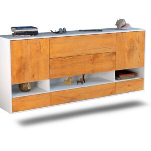 Sideboard Lafayette | hängend | Korpus Weiß | Front in Eiche Holz Optik | 180x79x35cm (BxHxT)