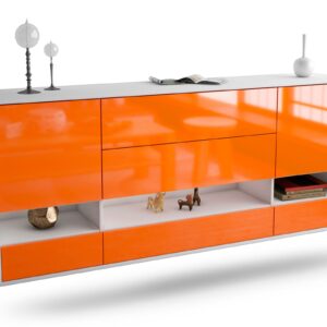 Sideboard Lafayette | hängend | Korpus Weiß | Front in Hochglanz Orange | 180x79x35cm (BxHxT)