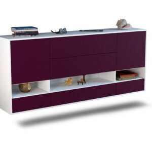 Sideboard Lafayette | hängend | Korpus Weiß | Front in Lila | 180x79x35cm (BxHxT)