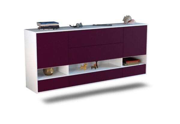 Sideboard Lafayette | hängend | Korpus Weiß | Front in Lila | 180x79x35cm (BxHxT)