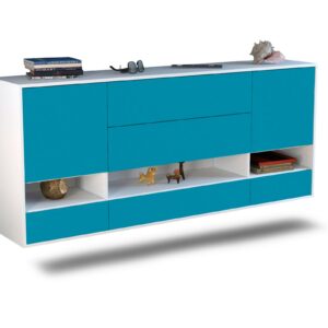 Sideboard Lafayette | hängend | Korpus Weiß | Front in Türkis | 180x79x35cm (BxHxT)