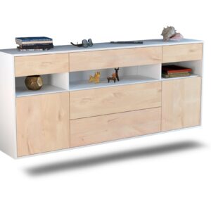 Sideboard Inglewood | hängend | Korpus Weiß | Front in Zeder Holz Optik | 180x79x35cm (BxHxT)