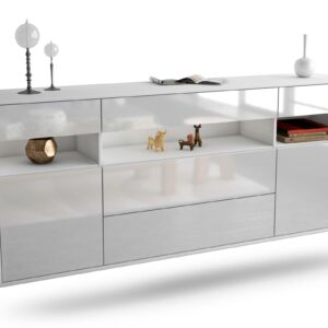 Sideboard Inglewood | hängend | Korpus Weiß | Front in Hochglanz Weiß | 180x79x35cm (BxHxT)