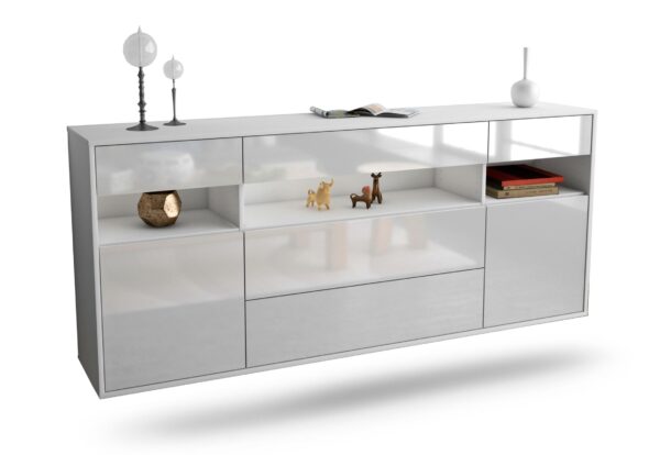 Sideboard Inglewood | hängend | Korpus Weiß | Front in Hochglanz Weiß | 180x79x35cm (BxHxT)