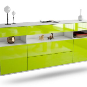 Sideboard Inglewood | hängend | Korpus Weiß | Front in Hochglanz Grün | 180x79x35cm (BxHxT)
