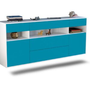 Sideboard Inglewood | hängend | Korpus Weiß | Front in Türkis | 180x79x35cm (BxHxT)